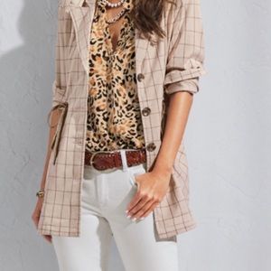 Spring 2022 CAbi Windowpane Jacket size Sm. 
Item No. 6026